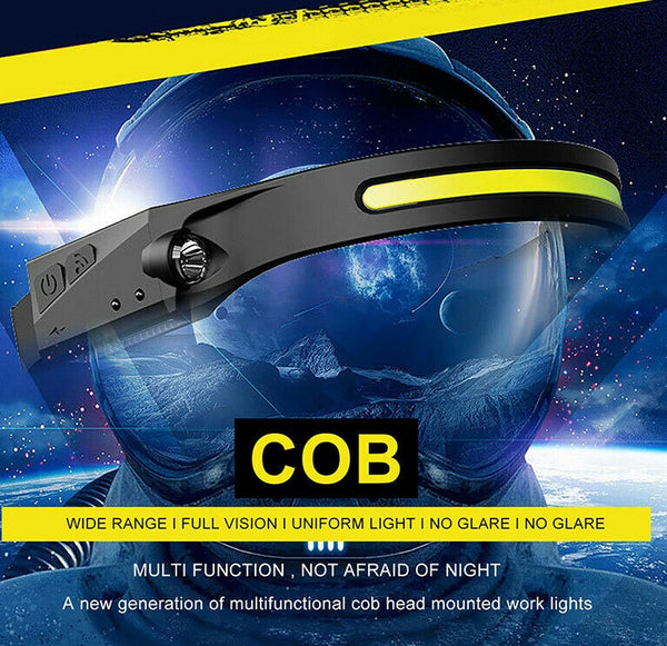 Cob Led Motion Sensor Head Torch Headlight Usb Waterproof Headlamp Rechargeable - Lets Party