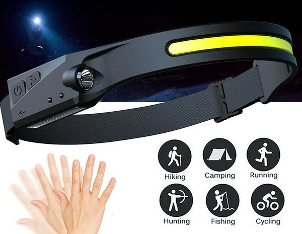 Cob Led Motion Sensor Head Torch Headlight Usb Waterproof Headlamp Rechargeable - Lets Party