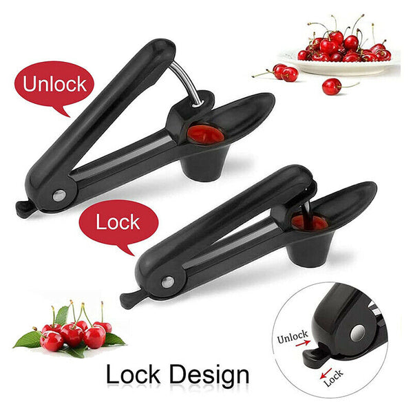 Cherry Pitter Clamp Seed Core Kitchen Tools Remover Olive Pit Black Stone AU - Lets Party