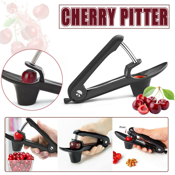 Cherry Pitter Clamp Seed Core Kitchen Tools Remover Olive Pit Black Stone AU - Lets Party