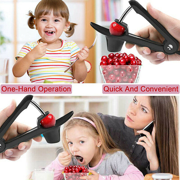 Cherry Pitter Clamp Seed Core Kitchen Tools Remover Olive Pit Black Stone AU - Lets Party