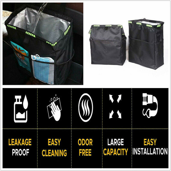 Waterproof Car Trash Bag Litter Can Garbage Waste Bin Seat Organizer Storage Box - Lets Party