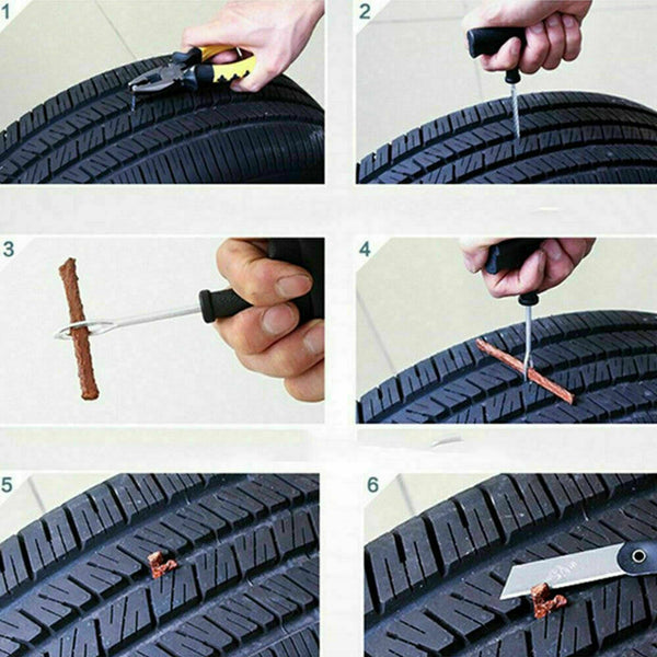 8pcs Tyre Repair Kit Tire Puncture Emergency Tool Motorcycle Bike Car Tubeless - Lets Party