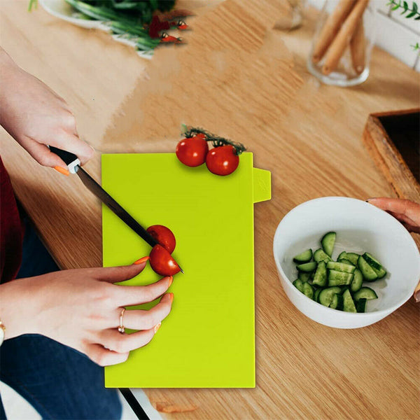 4x Coloured Index Cutting Chopping Board with Stand Holder Juice Groove Plastic - Lets Party