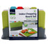 4x Coloured Index Cutting Chopping Board with Stand Holder Juice Groove Plastic - Lets Party