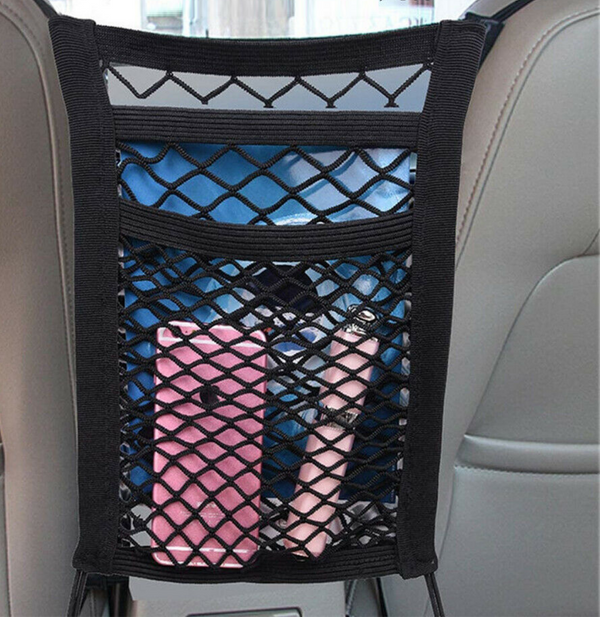 Mesh Net Bag Between Car Seat Storage Organizer & 2in1 Bottle Drink Cup Holder AU - Lets Party