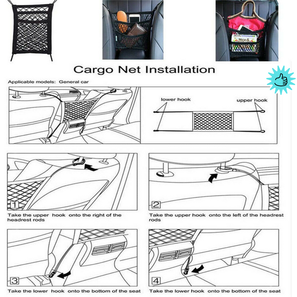 Mesh Net Bag Between Car Seat Storage Organizer & 2in1 Bottle Drink Cup Holder AU - Lets Party