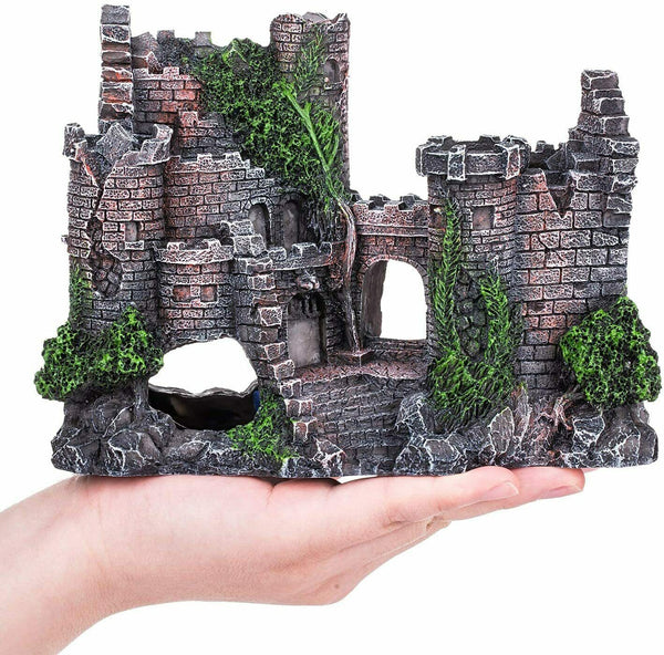 Aquarium Fish Tank Ancient Castle Tower Hide Cave Resin Building Rock Decoration - Lets Party