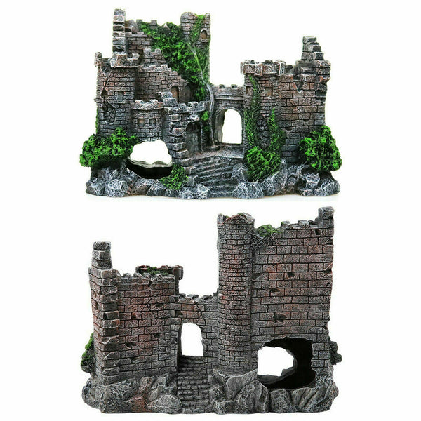 Aquarium Fish Tank Ancient Castle Tower Hide Cave Resin Building Rock Decoration - Lets Party