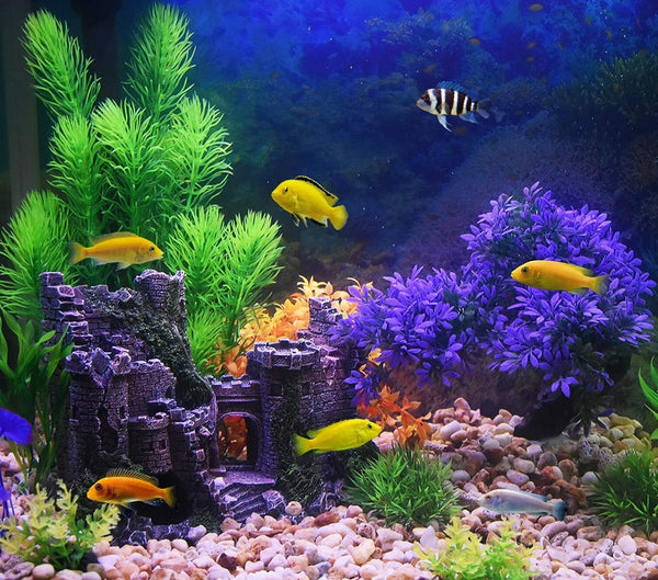 Aquarium Fish Tank Ancient Castle Tower Hide Cave Resin Building Rock Decoration - Lets Party