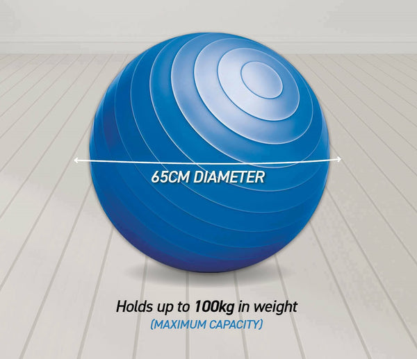 Exercise Gym Ball 65cm Anti Slip Texture Balance Strength Blue Au New - Lets Party