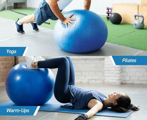 Exercise Gym Ball 65cm Anti Slip Texture Balance Strength Blue Au New - Lets Party