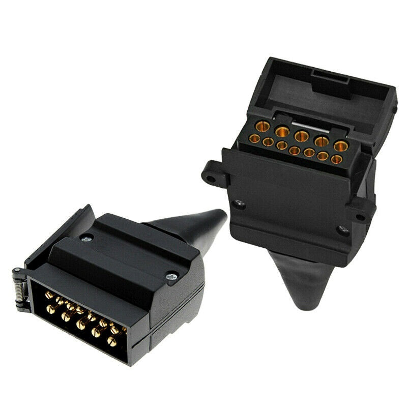 New 12 Pin Flat Trailer Socket Plug Set Connector Trailer Camper Adapt