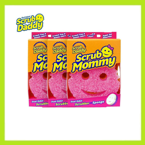 3 x Scrub Mommy Dual-Sided Scrubber Sponge - Pink - Lets Party