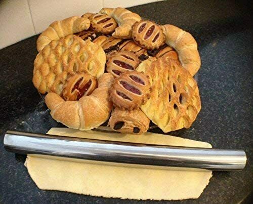 Checkered Chef Stainless Steel French Metal Rolling Pin Dishwasher Safe - Lets Party