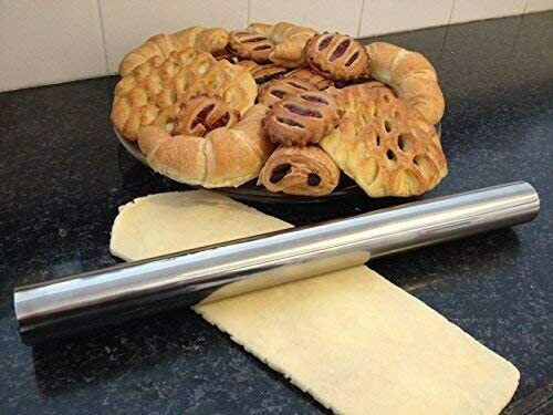 Checkered Chef Stainless Steel French Metal Rolling Pin Dishwasher Safe - Lets Party