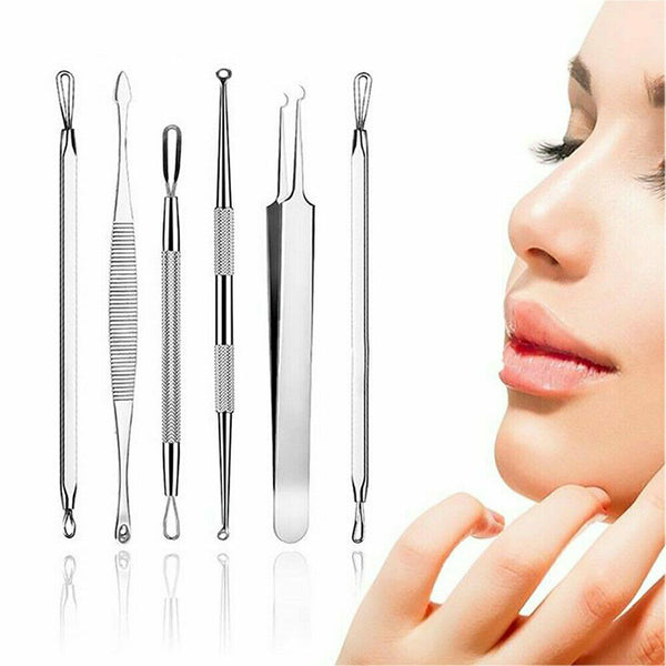 9 pcs Set Kit Blackhead Whitehead Acne Pimple Popper Extractor Remover Tools - Lets Party