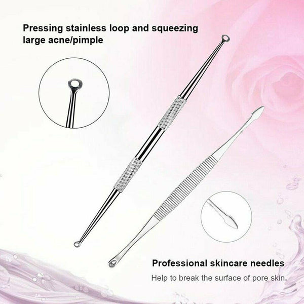 9 pcs Set Kit Blackhead Whitehead Acne Pimple Popper Extractor Remover Tools - Lets Party