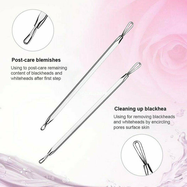 9 pcs Set Kit Blackhead Whitehead Acne Pimple Popper Extractor Remover Tools - Lets Party