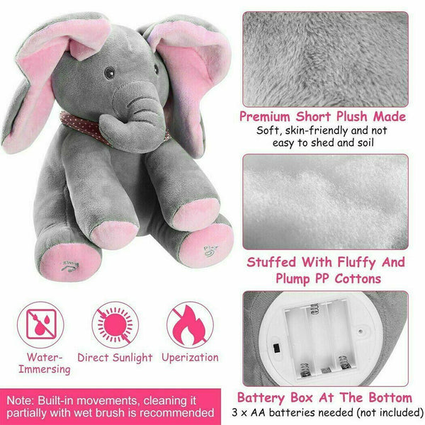 Soft Doll Stuffed animals Elephant PP cotton Singing Baby Gifts - Lets Party