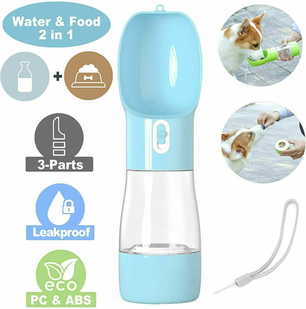 2 in1 Puppy Dog Cat Pet Water Bottle Cup Drinking Travel Outdoor Portable Feeder - Lets Party