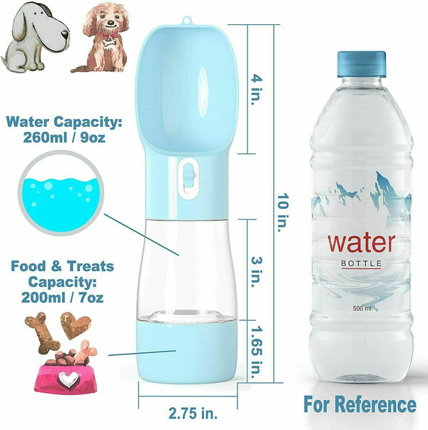 2 in1 Puppy Dog Cat Pet Water Bottle Cup Drinking Travel Outdoor Portable Feeder - Lets Party