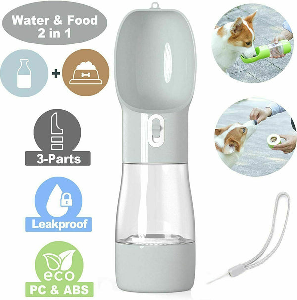 2 in1 Puppy Dog Cat Pet Water Bottle Cup Drinking Travel Outdoor Portable Feeder - Lets Party