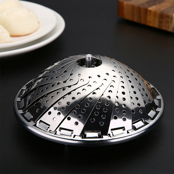 23cm Tray Mesh Cook Steam Vegetable Basket Stainless Steel Folding Steamer - Lets Party