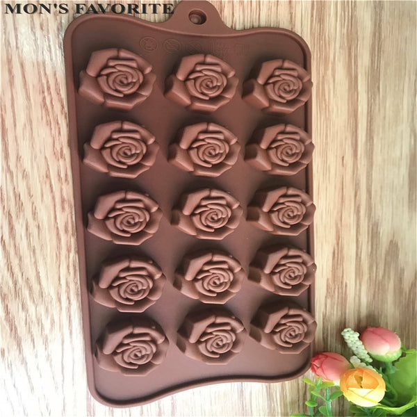 15 Cavity Silicone Flower Rose Chocolate Cake Mold Baking Ice Tray Baking Decor - Lets Party