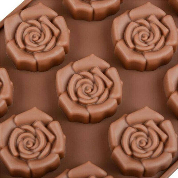 15 Cavity Silicone Flower Rose Chocolate Cake Mold Baking Ice Tray Baking Decor - Lets Party