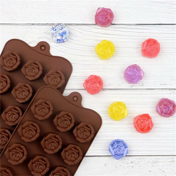 15 Cavity Silicone Flower Rose Chocolate Cake Mold Baking Ice Tray Baking Decor - Lets Party