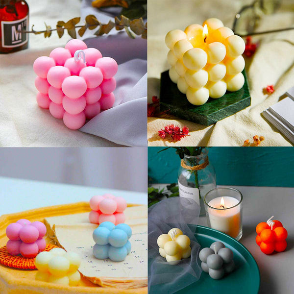 6*8cm 3D Cube Candle Mold DIY Silicone Soy Wax Bubble Cake Dessert Plaster Mould - Lets Party