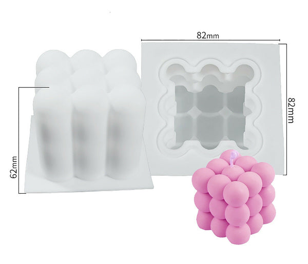 6*8cm 3D Cube Candle Mold DIY Silicone Soy Wax Bubble Cake Dessert Plaster Mould - Lets Party