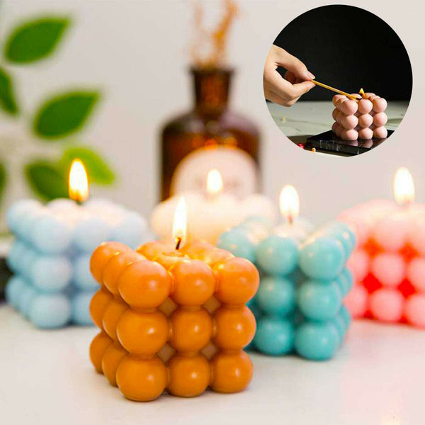 6*8cm 3D Cube Candle Mold DIY Silicone Soy Wax Bubble Cake Dessert Plaster Mould - Lets Party