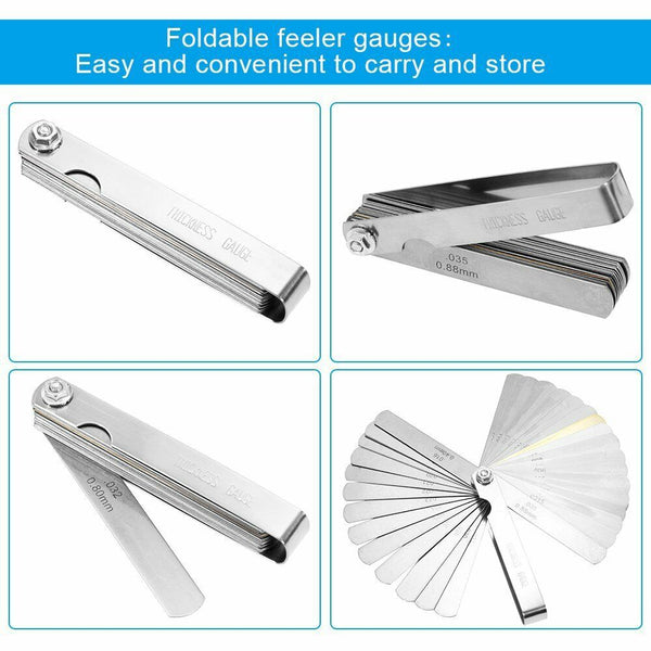 32 Blade Feeler Gauge Dual Marked MM/Inch Thickness Gap Metric Filler Tool Honda - Lets Party