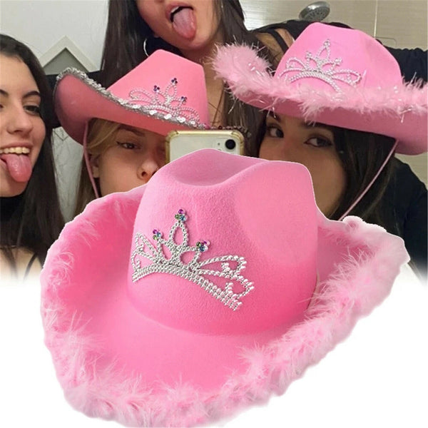 Pink Cowgirl Hat Cowboy Hat Felt Cowboy Costume Access Hat Play Dress Up Party - Lets Party