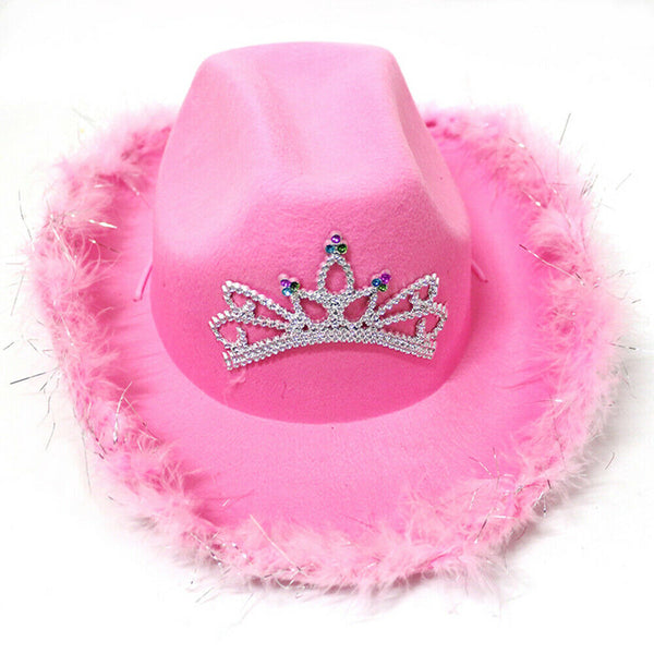 Pink Cowgirl Hat Cowboy Hat Felt Cowboy Costume Access Hat Play Dress Up Party - Lets Party