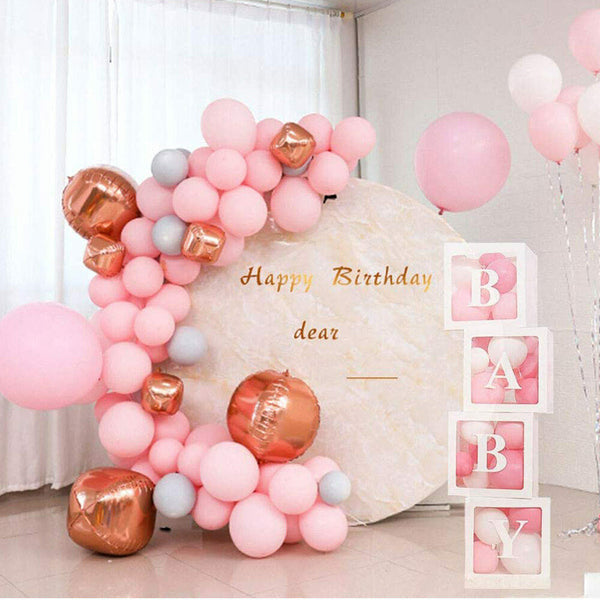 4x Baby Shower Gift Balloons Boxes Party Favours Decoration Cube Box Set Decor - Lets Party