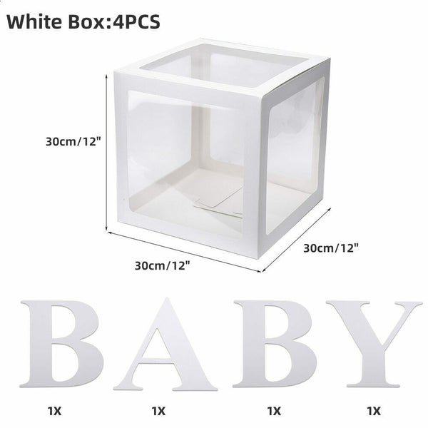 4x Baby Shower Gift Balloons Boxes Party Favours Decoration Cube Box Set Decor - Lets Party