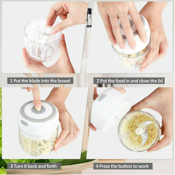 250ml Electric Garlic Food Chopper Vegetable Chopper Grinder Blender Crusher AU - Lets Party