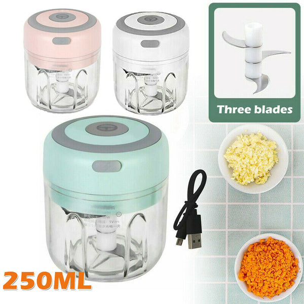 250ml Electric Garlic Food Chopper Vegetable Chopper Grinder Blender Crusher AU - Lets Party