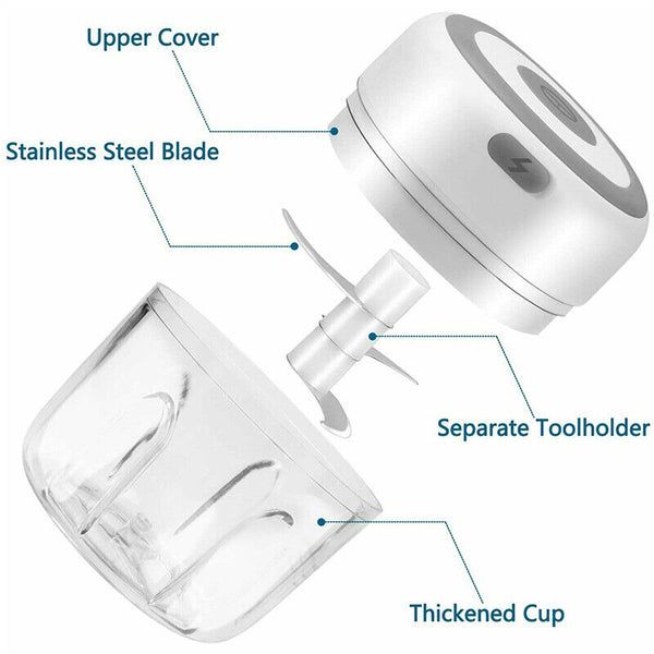 250ml Electric Garlic Food Chopper Vegetable Chopper Grinder Blender Crusher AU - Lets Party