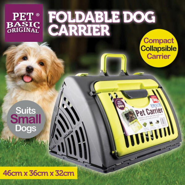 Collapsible 46x36x32cm Pet Basic Dog Cat Carrier Foldable Compact Up to 5kg - Lets Party