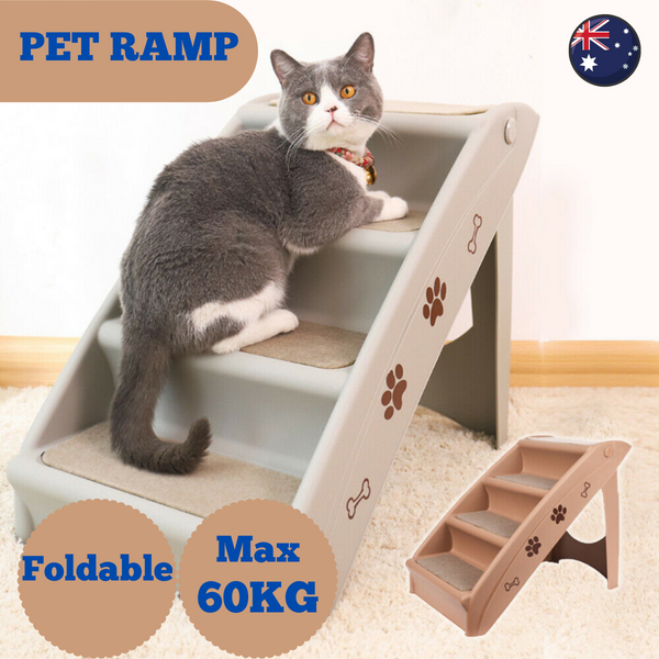 Foldable Pet Stairs Ramp Steps Portable Climbing Ladder Soft Washable Dog Cat - Lets Party