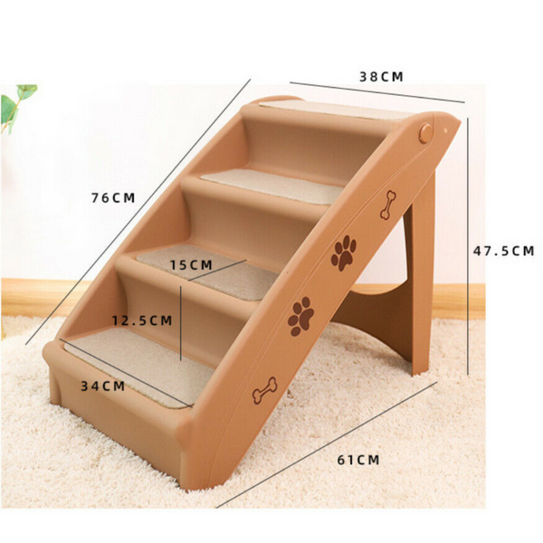 Foldable Pet Stairs Ramp Steps Portable Climbing Ladder Soft Washable Dog Cat - Lets Party