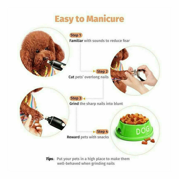 Electric Dog Toe Nail File Grinder Clippers Pet Cat Claw Grooming Trimmer Tools - Lets Party