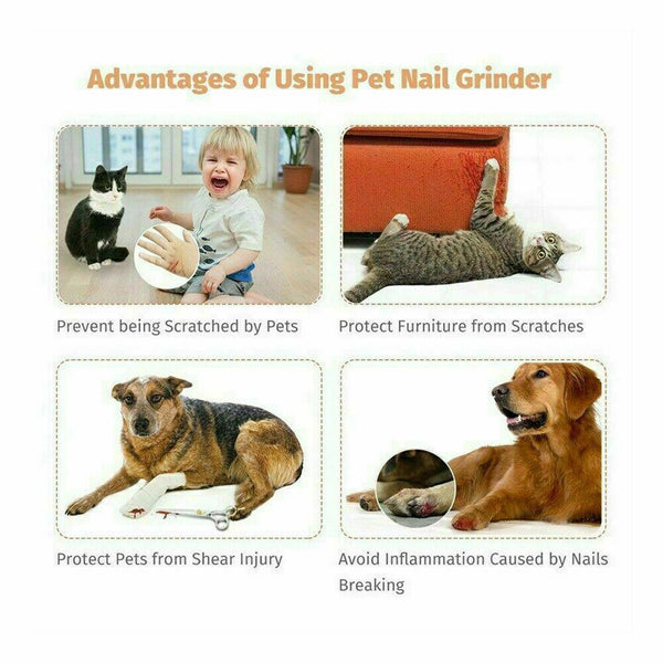Electric Dog Toe Nail File Grinder Clippers Pet Cat Claw Grooming Trimmer Tools - Lets Party
