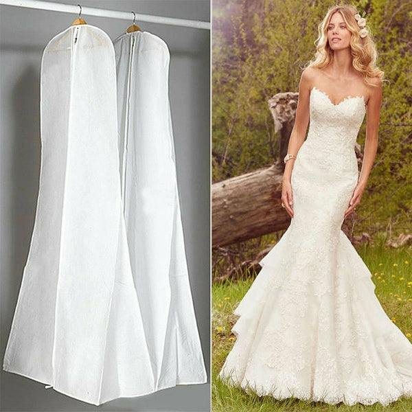 White Extra Large Wedding Dress Bridal Gown Garment Breathable Cover Storage Bag - Lets Party