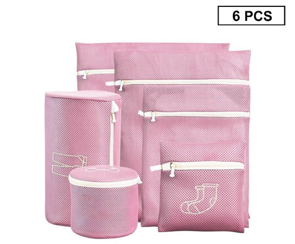 Set Of 6 Mesh Washing Bag Pack Laundry Bags Lingerie Delicate clothes Wash Bags - Lets Party