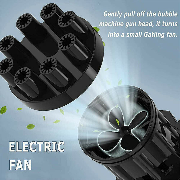 2x Gatling Bubble Machine 8-Hole Bubbler Maker Safe Cooling Fan Outdoor Kid Gift - Lets Party